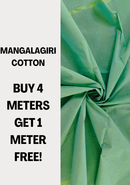 Green Mangalagiri Cotton Fabric