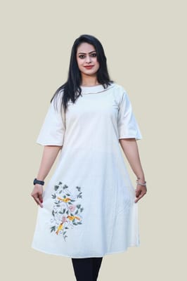 Off-White Bunch Of Hand Embroidery Kurti