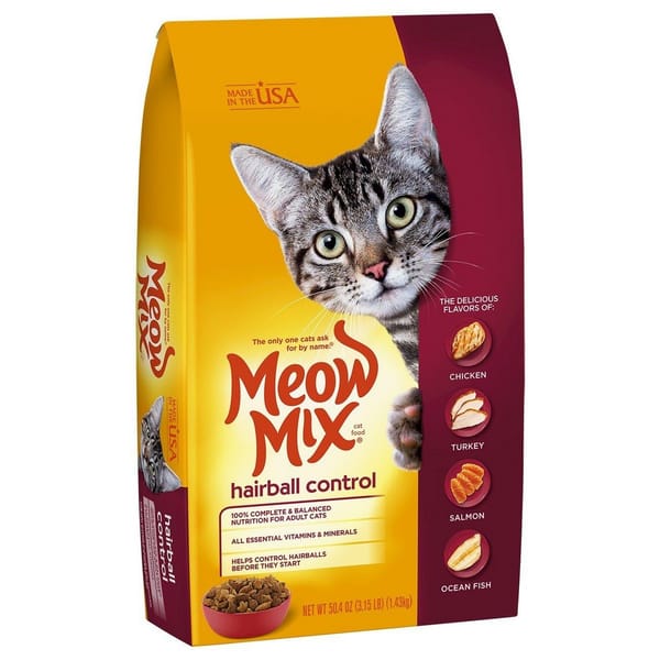 Meow mix dry food 1.43kg hairball control