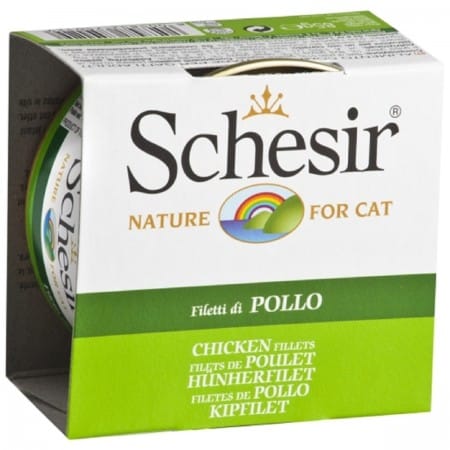 Schesir wet food canned with chicken fillet and sauce