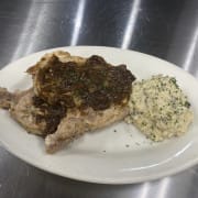 Smothered Pork Chops and  Mushroom Risotto