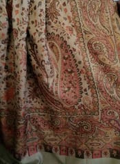 Pure Wool Jamewar Fawn Colour Shawl with Multi-colour Paisley work