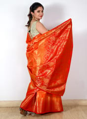Beautiful Banarsi Gharchola Silk Saree in a combination of Light and Dark Orange