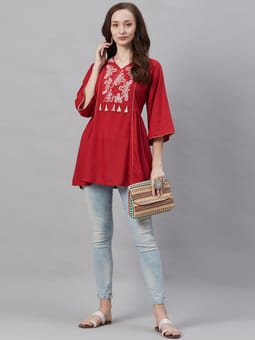 Rayon Embroidery Tunic Side One