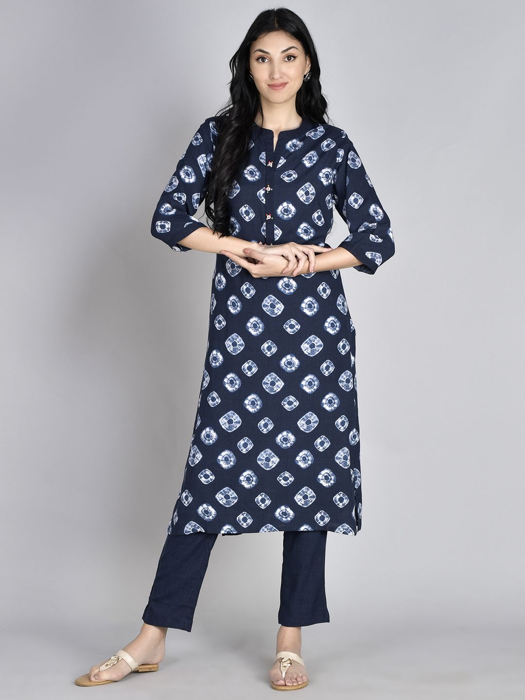 Polka Printed Kurta With Trouser Front