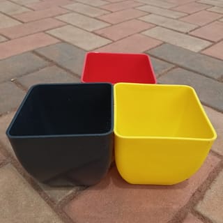 Set of 3 - 5 Inch Any Colour Square Plastic Pot