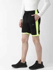 Alcis Men Black Solid Slim Fit Sports Shorts