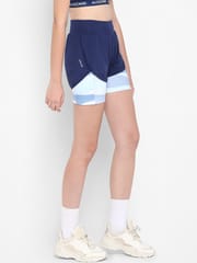 Alcis Women Blue Solid Slim Fit Sports Shorts
