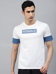 Alcis Men Printed Round Neck Running T-shirt - Quick-Dry