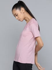 Alcis Women Solid Slim Fit Round Neck T-shirt - Quick-Dry