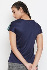 Clovia Activewear Printed Short Sleeve Sports T-shirt - Quick-Dry