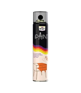 Berger Paints Ipaint DIY Rich Gloss Aerosol Enamel Spray Paint (Black, 400 ml) for Metal, Wood and Walls